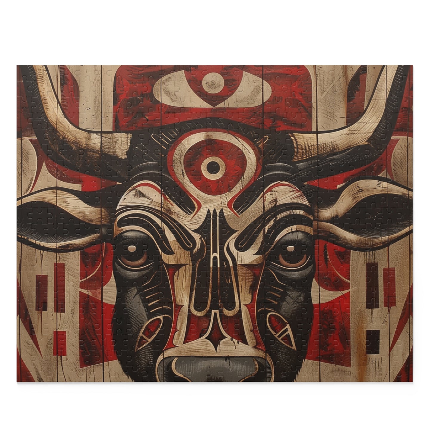 Intricate Tribal Animal Totem Jigsaw Puzzle - Embrace ancient wisdom and spiritual energy with this symbolic puzzle