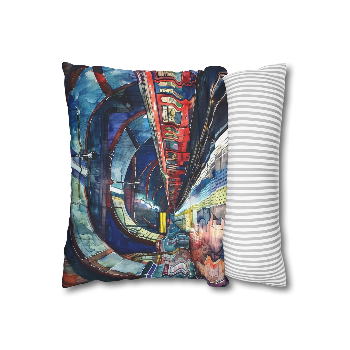 London Underground Watercolor Dreams Pillowcase - Stylish urban-inspired bedding with vibrant colors for all seasons. Great gift idea!