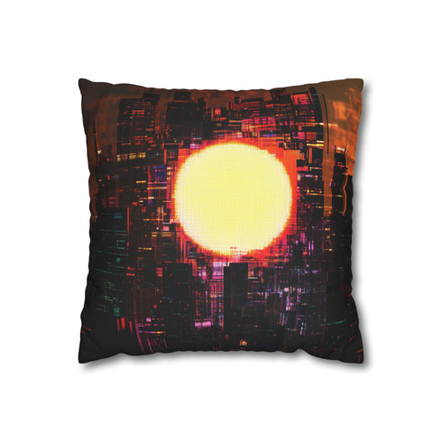 Digital Eclipse over Cyber City (Edition II) — 40×40 Cushion Cover — Front 40×40 cm Square Cushion View