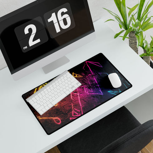 Neon Graffiti of Ancient Runes — XL & XXL Desk Mat — Product Detail View 7
