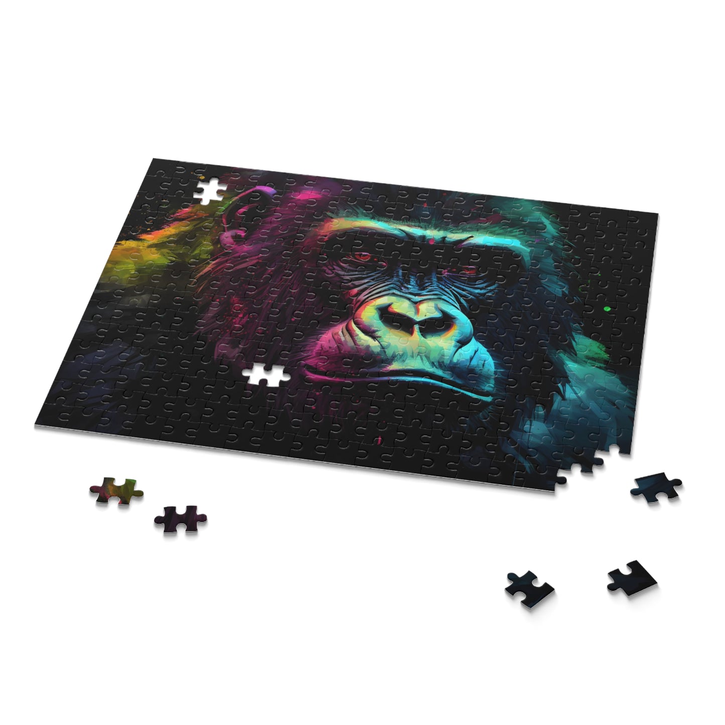 Gorilla Neon Watercolor Jigsaw Puzzle