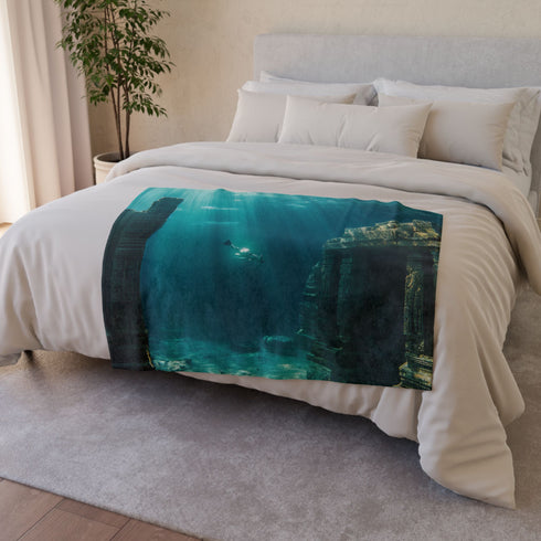Sunken City Awakening with Energy Plush Fleece Throw Blanket