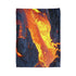 Lava Flowing from Floating Volcano — Plush Fleece Throw Blanket — Folded Plush Blanket Detail