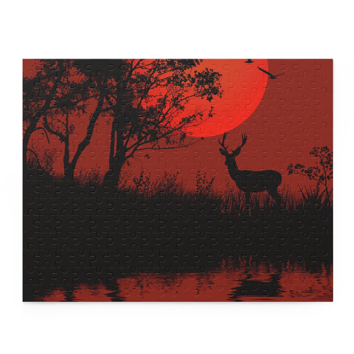 "Silhouette deer nature wildlife jigsaw puzzle for relaxation and stress relief"