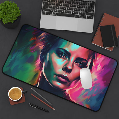 Charlize Theron Neon Watercolor Desk Mat