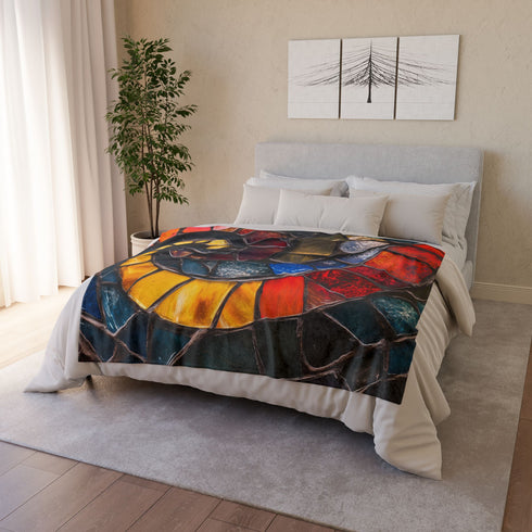 Shattered Stained Glass Forming Serpent Plush Fleece Throw Blanket