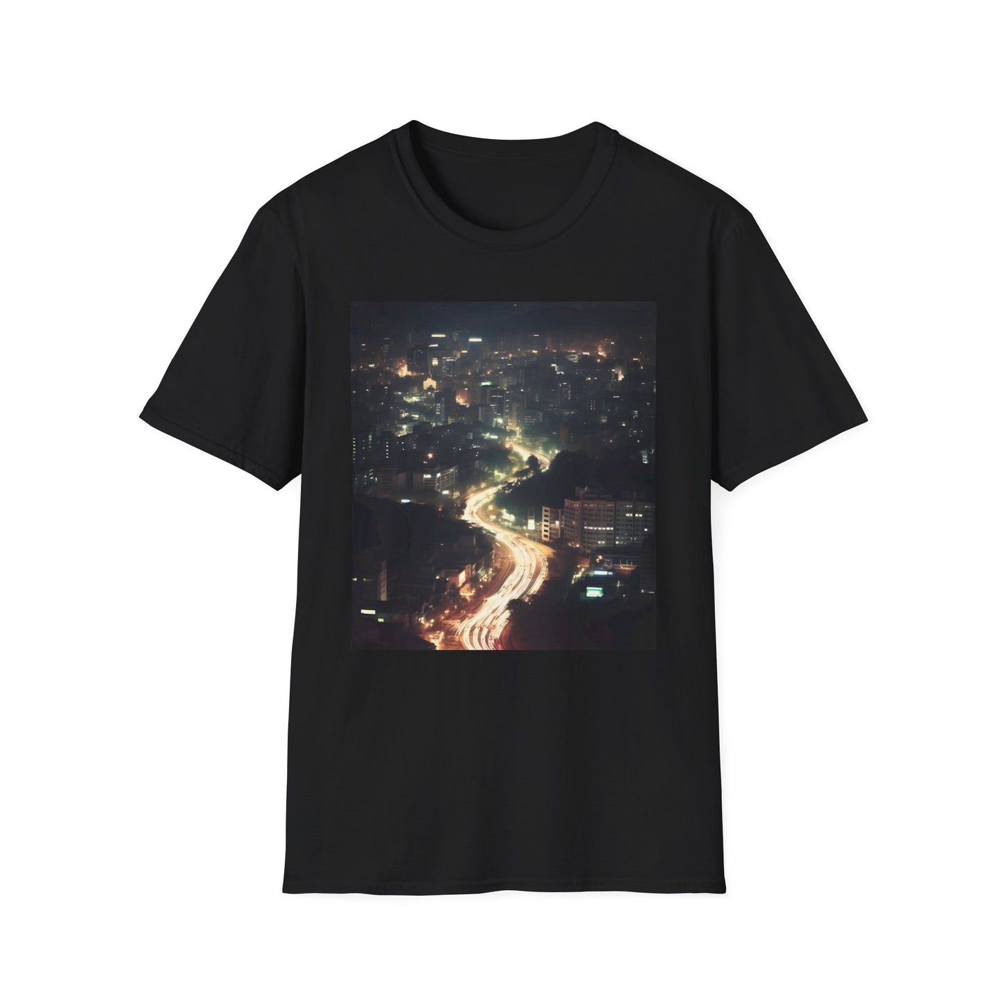 Neon Symphony of a City's Soul | T-Shirt | Bright, Cityscape, Colorful, Lights, Neon, Night, Seoul, Skyline, Urban, Vibrant | Prints with Passion