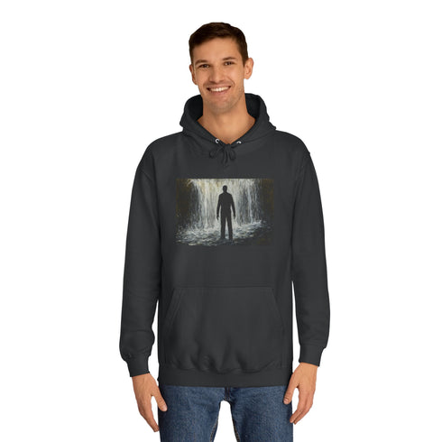 Invisible Man Standing in Waterfall Graphic Unisex College Hoodie