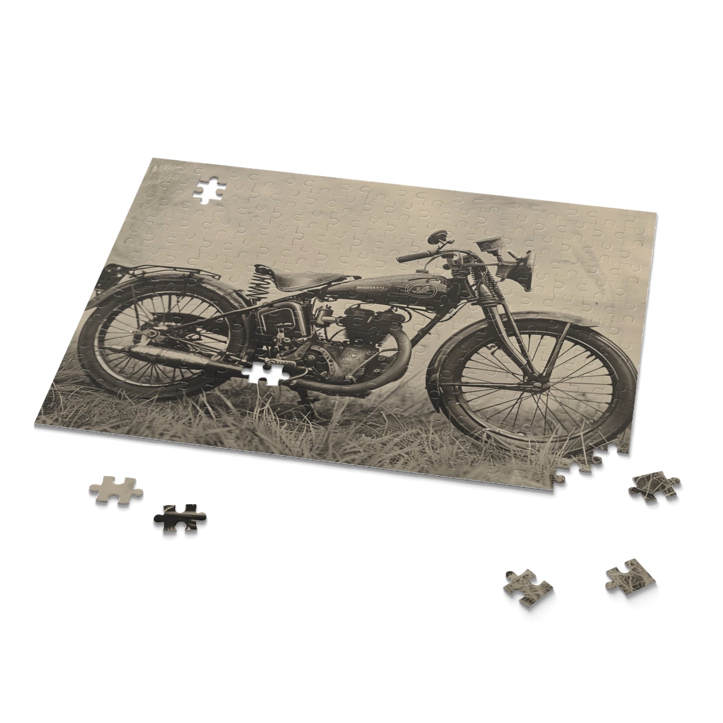 Vintage Motorcycle Jigsaw Puzzle - Piece together a vibrant and intricate retro motorcycle scene, perfect for motorcycle enthusiasts and puzzle lovers alike.