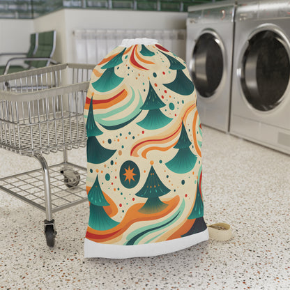 "Retro Marine Laundry Bag - 70s-inspired design with marine texture, brighten up laundry routine"