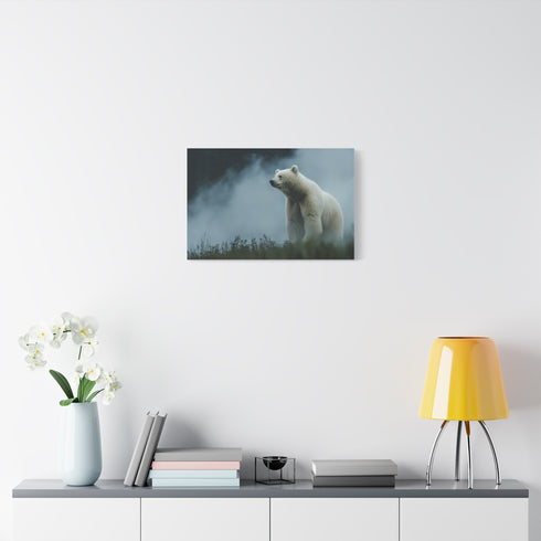 Spirit Bear Emerging from Cloud Mist — Canvas Wall Art — Kiln-Dried Pine Frame & Ready-to-Hang Back View