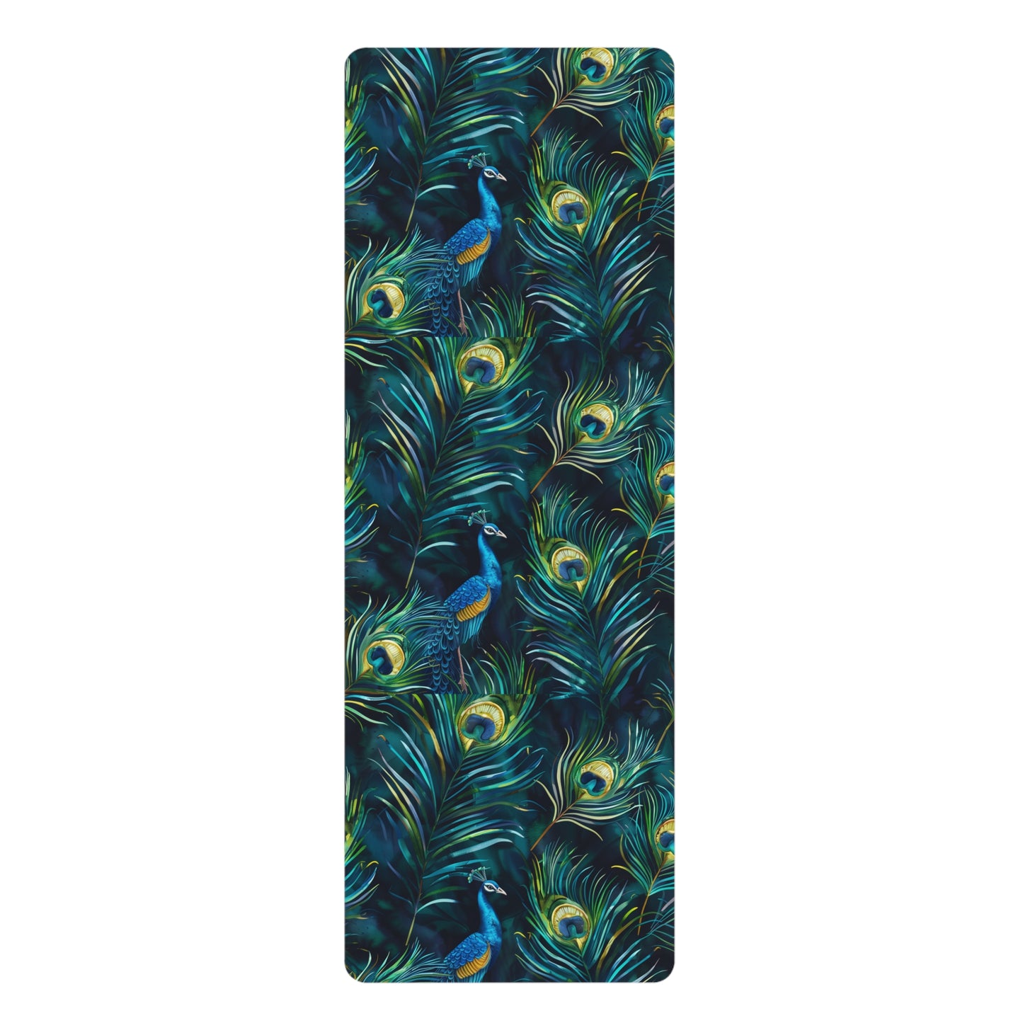 Peacock Feather Yoga Mat: Vibrant Blue Beauty