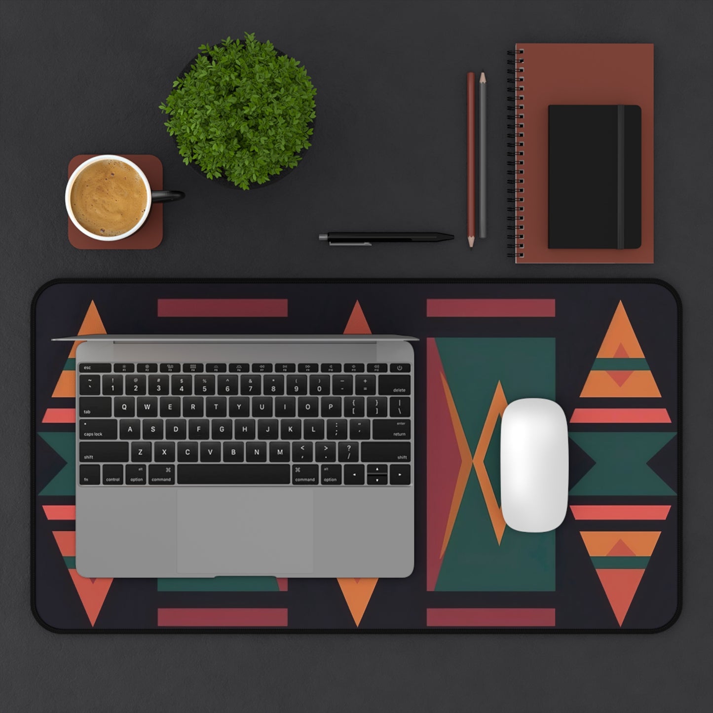 "Stylish Aztec pattern desk mat, elevate your workspace with culture and creativity"