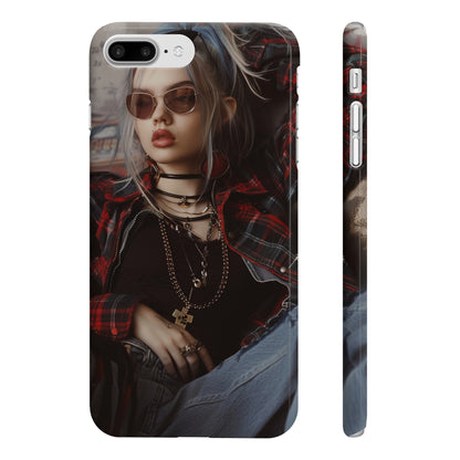 Alt text: "90s Throwback Grunge Style Phone Case featuring iconic symbols and distressed textures, perfect for all seasons. High-quality material, versatile, and makes a great gift. Shop now at BenCPrints."