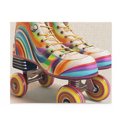 Colorful Striped Skate Jigsaw Puzzle for Roller Skating Nostalgia - Fun Family Activity