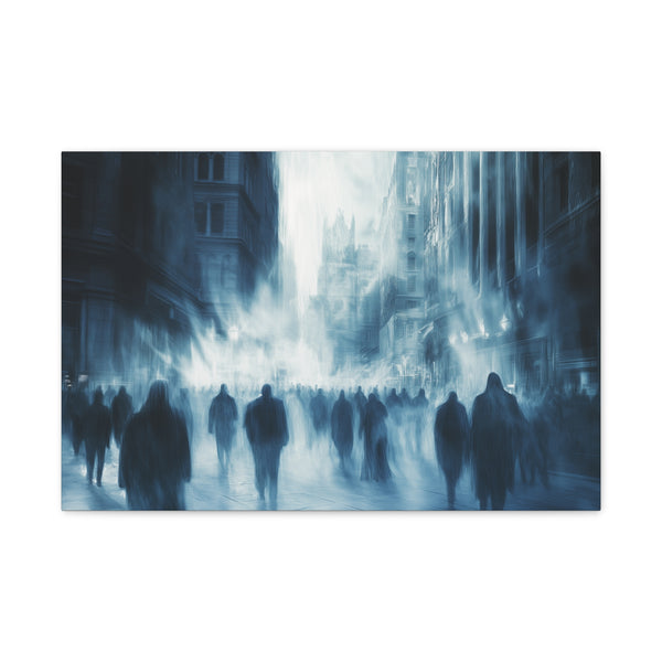 Crowd of Ghosts Walking Through a City — Canvas Wall Art — Front Gallery-Wrapped Canvas View