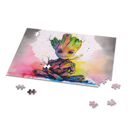 Neon Baby Groot Watercolor Puzzle.