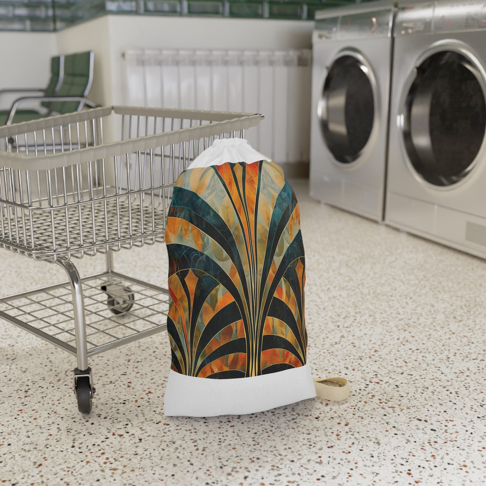 Abstract Deco Laundry Bag - Stylish laundry organizer with vibrant art deco patterns for modern flair.