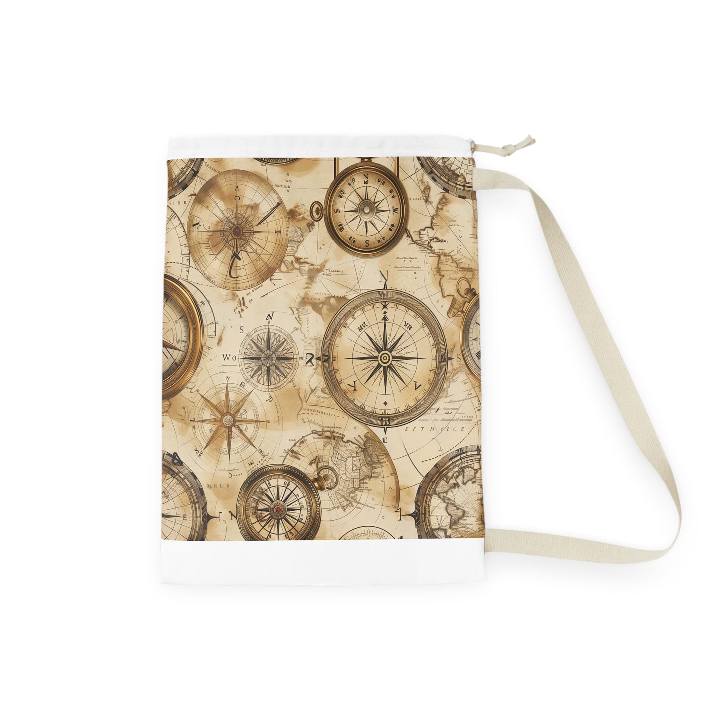 Vintage Maps Laundry Bag - Nostalgic and intricate map pattern laundry bag for a touch of worldly charm. Elevate your laundry routine with this stunning bag!