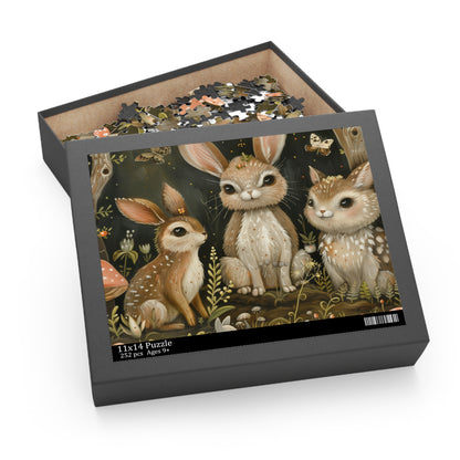 "Forest Friends Jigsaw Puzzle - Enchanting woodland creatures illustration, perfect for all nature lovers, hours of fun guaranteed"