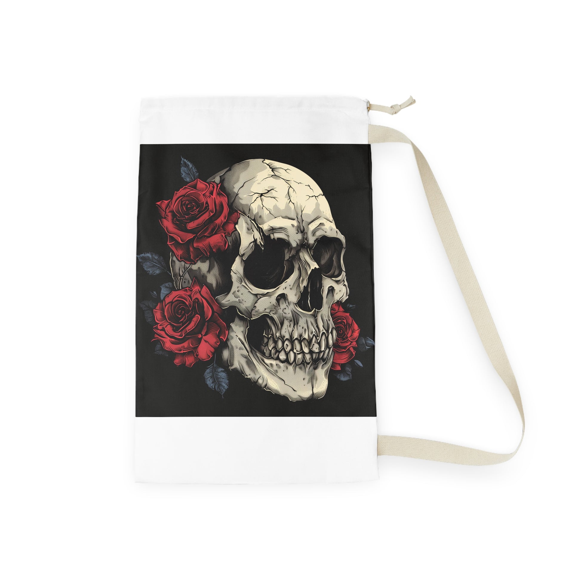 Gothic Skull and Rose Laundry Bag for Dark Romance Laundry Routine - Perfect for Gothic Enthusiasts and Macabre Lovers