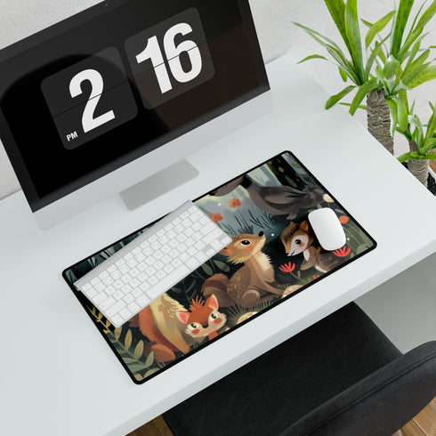 Woodland Creatures in a Forest Setting — XL & XXL Desk Mat — Product Detail View 7