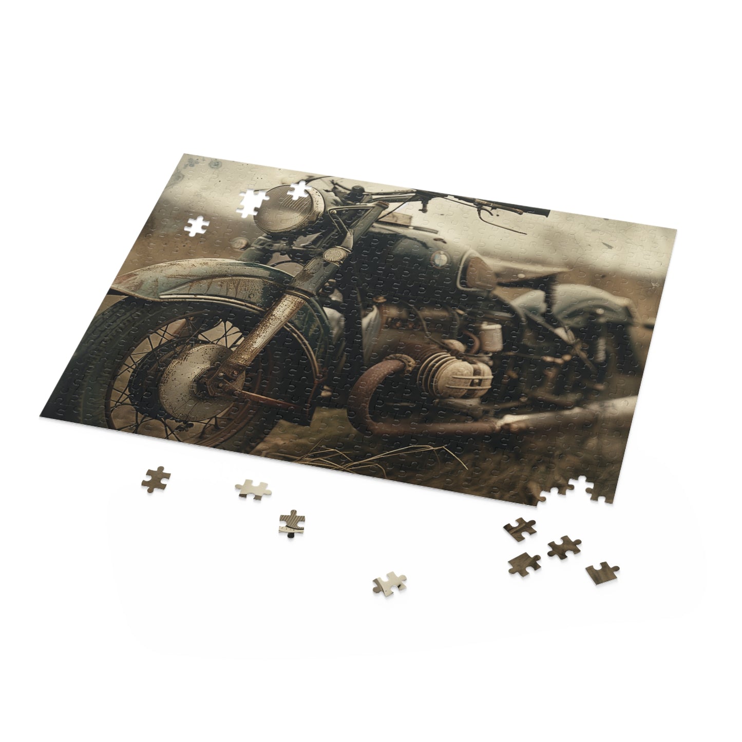 "Vintage Motorcycle Fun Puzzle for Motorbike Enthusiasts - Detailed and Engaging Jigsaw Design"