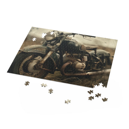 "Vintage Motorcycle Fun Puzzle for Motorbike Enthusiasts - Detailed and Engaging Jigsaw Design"