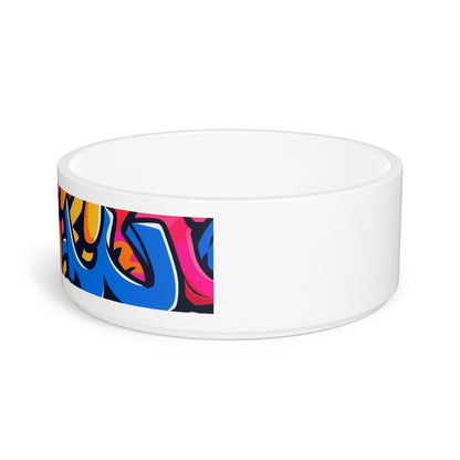 Neon Graffiti Pet Bowl: Urban Chic Elegance