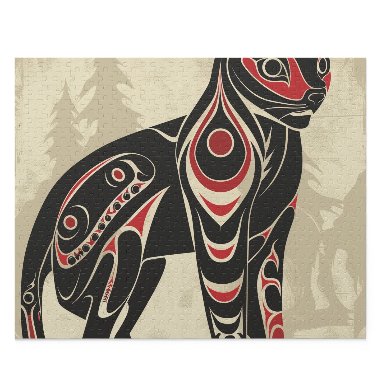 "Colorful Tribal Animal Totem Jigsaw Puzzle - Celebrate nature and tradition with intricate artwork"