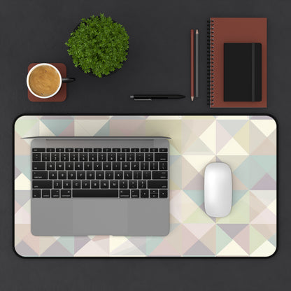 "Pastel Geometrics Desk Mat - Stylish seamless geometric pattern in soft muted colors for chic desk decor"