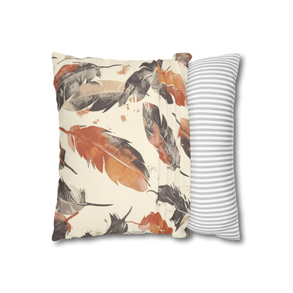 "Boho Feathers Pillow Case - Add Bohemian Elegance to Bedroom Decor with Soft, Muted Colors and Whimsical Feather Pattern"