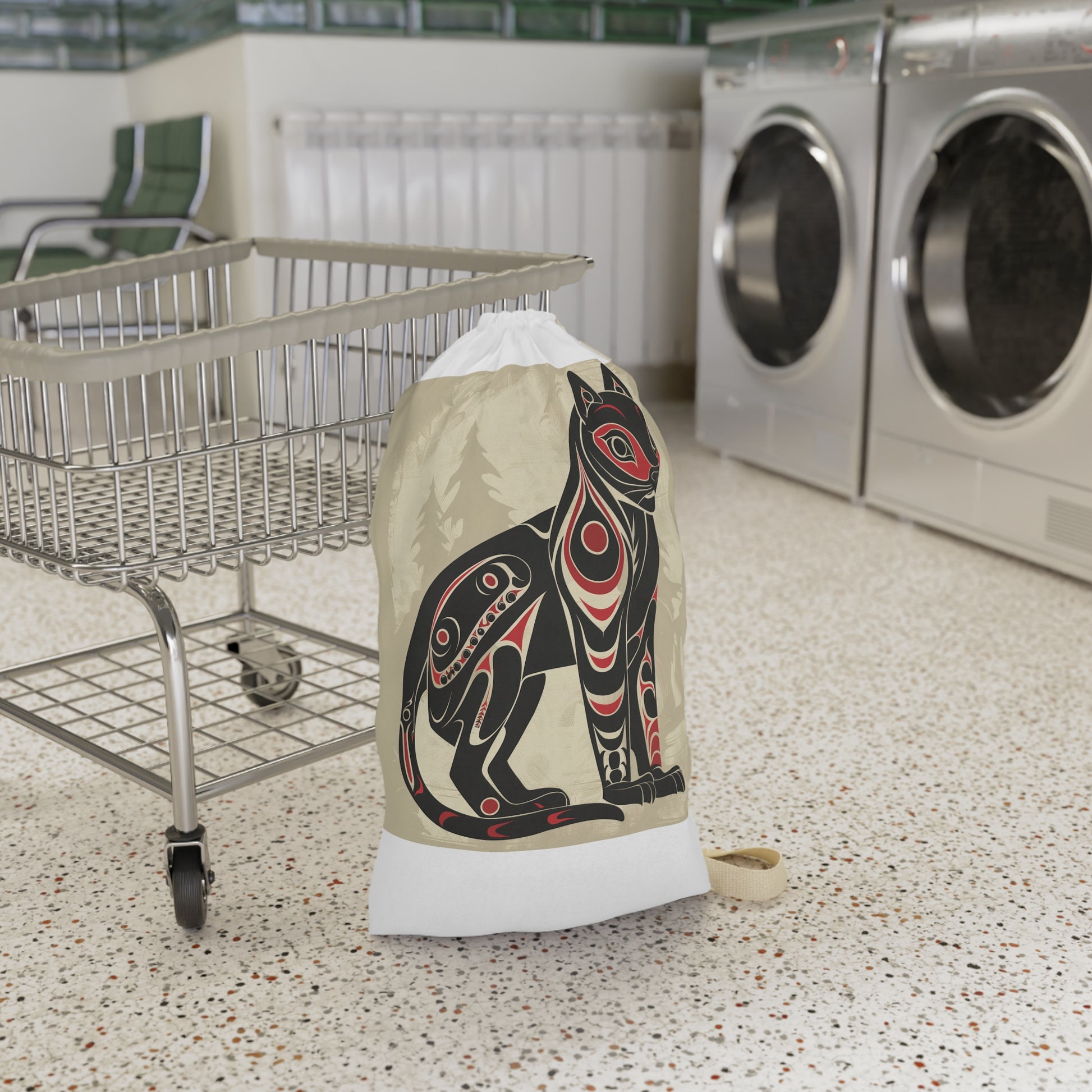 "Wild Spirit Laundry Bag - Tribal animal totem design for stylish laundry organization"