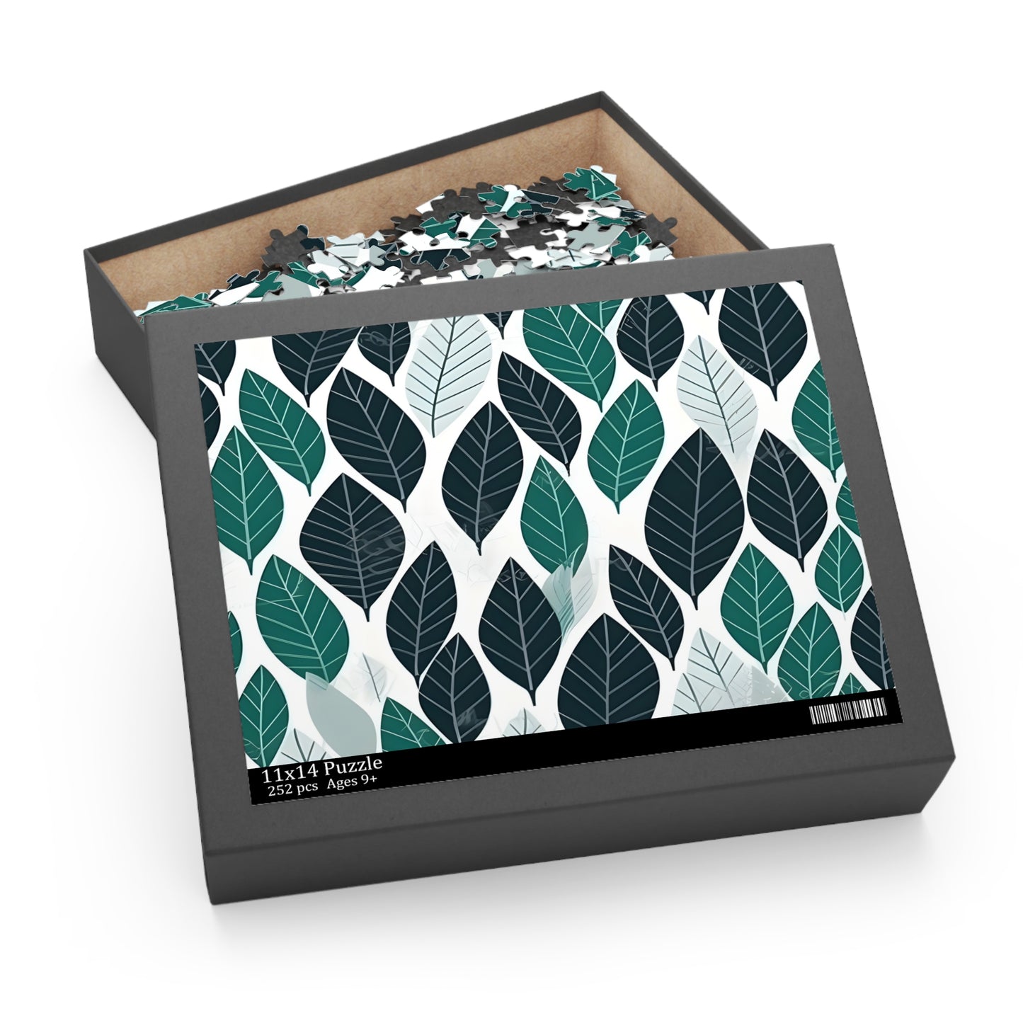 "Green Ferret Leaf Puzzle - Unique nature-inspired jigsaw for relaxation in modern hues"