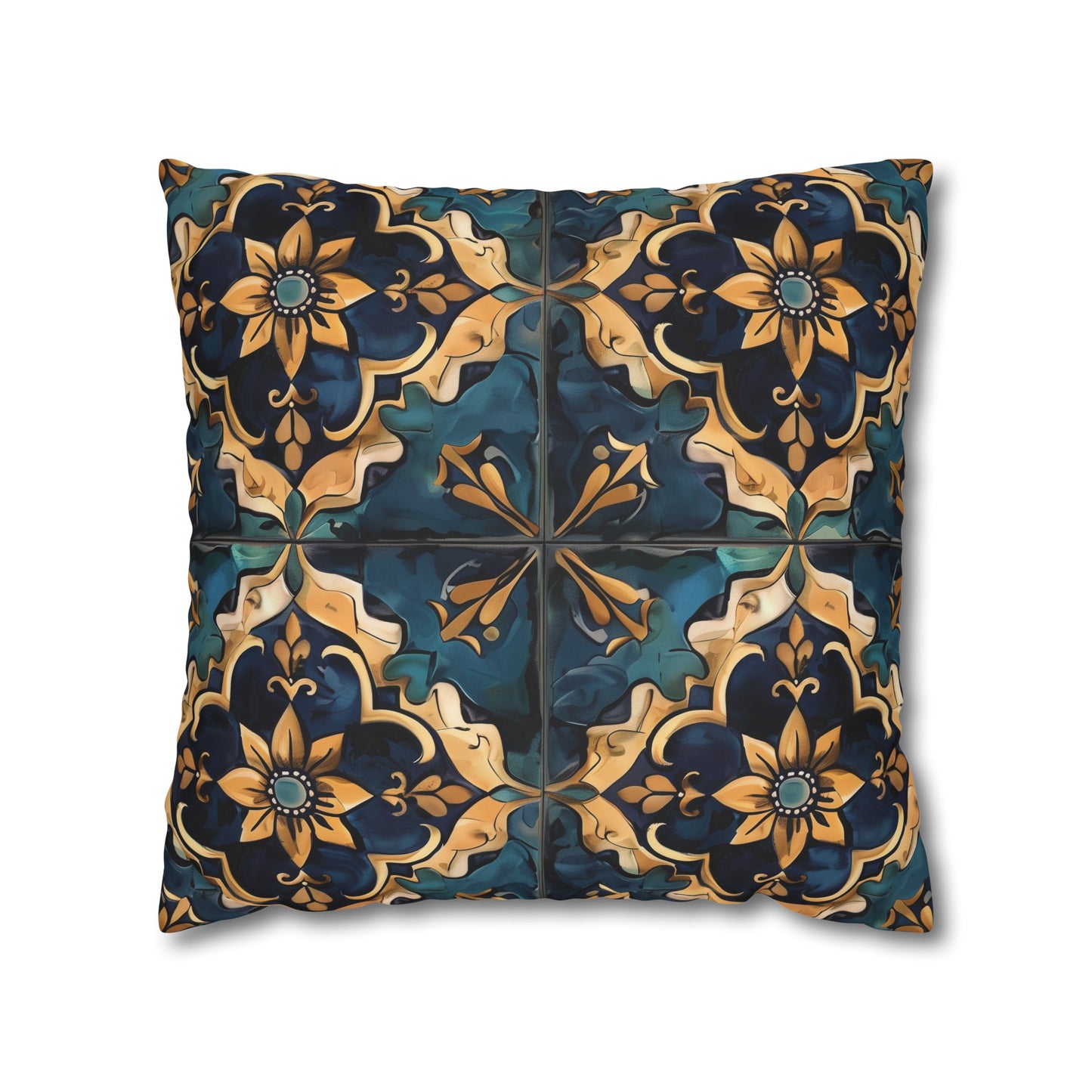 Elegant Artisan Tiles Pillow Case: Add style with seamless tile pattern for bedroom decor transformation.