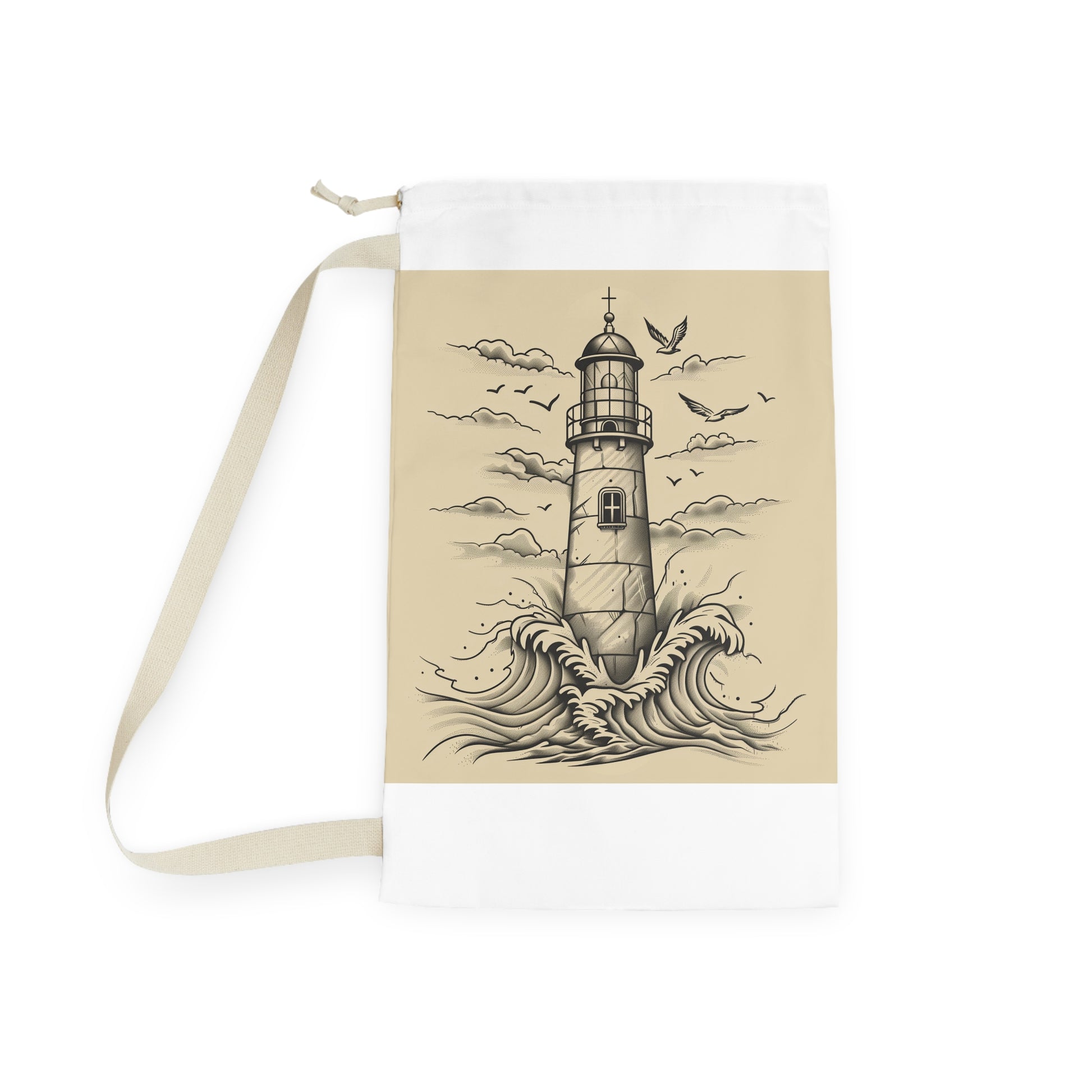 Nautical-inspired Light-Up Lighthouse Laundry Bag for coastal decor enthusiasts