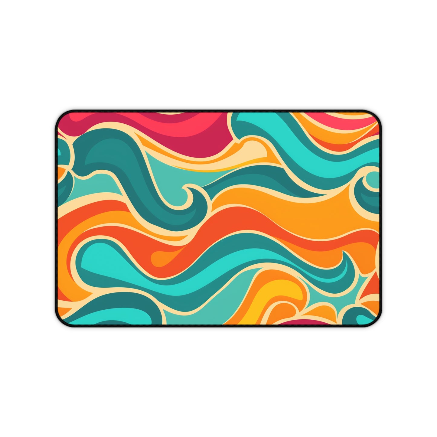 "Vibrant Retro Waves Desk Mat for Stylish Workspace Upgrade"