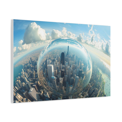 Glass City Hovering Above Earth — Canvas Wall Art — Product Detail View 6