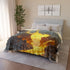 Crumbling Planet Leaking Golden Lava — Plush Fleece Throw Blanket — Product Detail View 12