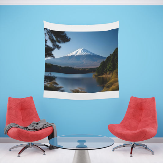 Fuji's Majesty: A Mountain Tapestry | Wall Tapestry | All Over Print, AOP, Decor, Halloween, Home & Living, Home Decor, Indoor, Spring Essentials, Sublimation, Tapestry | Prints with Passion