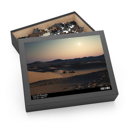 Moonlit Desert Sands Puzzle - Relaxing jigsaw with full moon over serene desert landscape