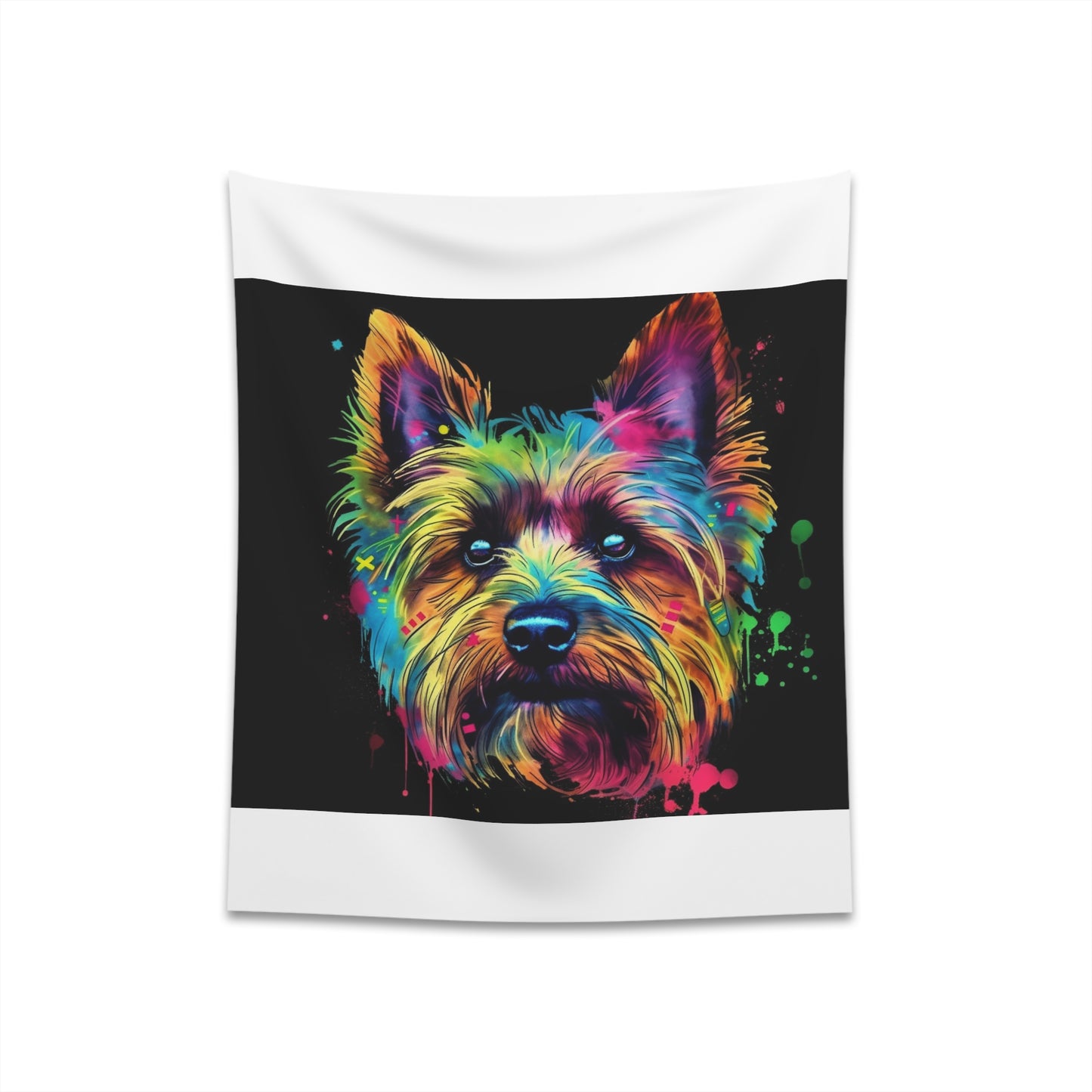 "Tiny Paws Yorkshire Terrier Tapestry - High-Quality, Stylish Décor for Dog Lovers | Sizes: 34" x 40" and 57" x 57""