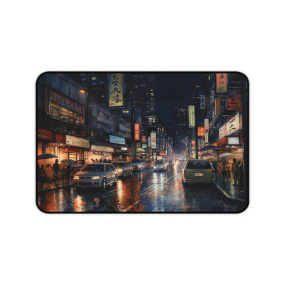 "Tokyo Night Skyline Desk Mat - Bring the vibrant energy of Tokyo to your workspace with this illuminating cityscape design"