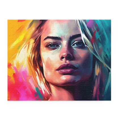 Neon Watercolor Margot Robbie Puzzle