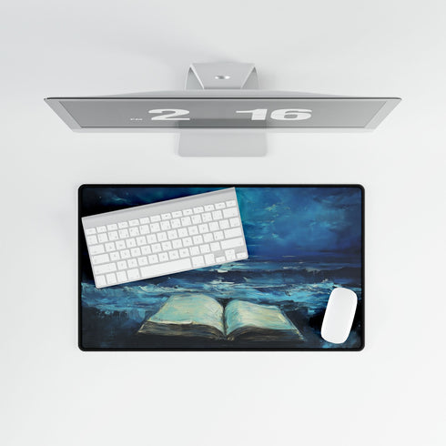 Moonlight Spilling from Open Book — XL & XXL Desk Mat — Product Detail View 8