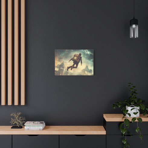 A Traveler Floating above Time Stretched Canvas Wall Art