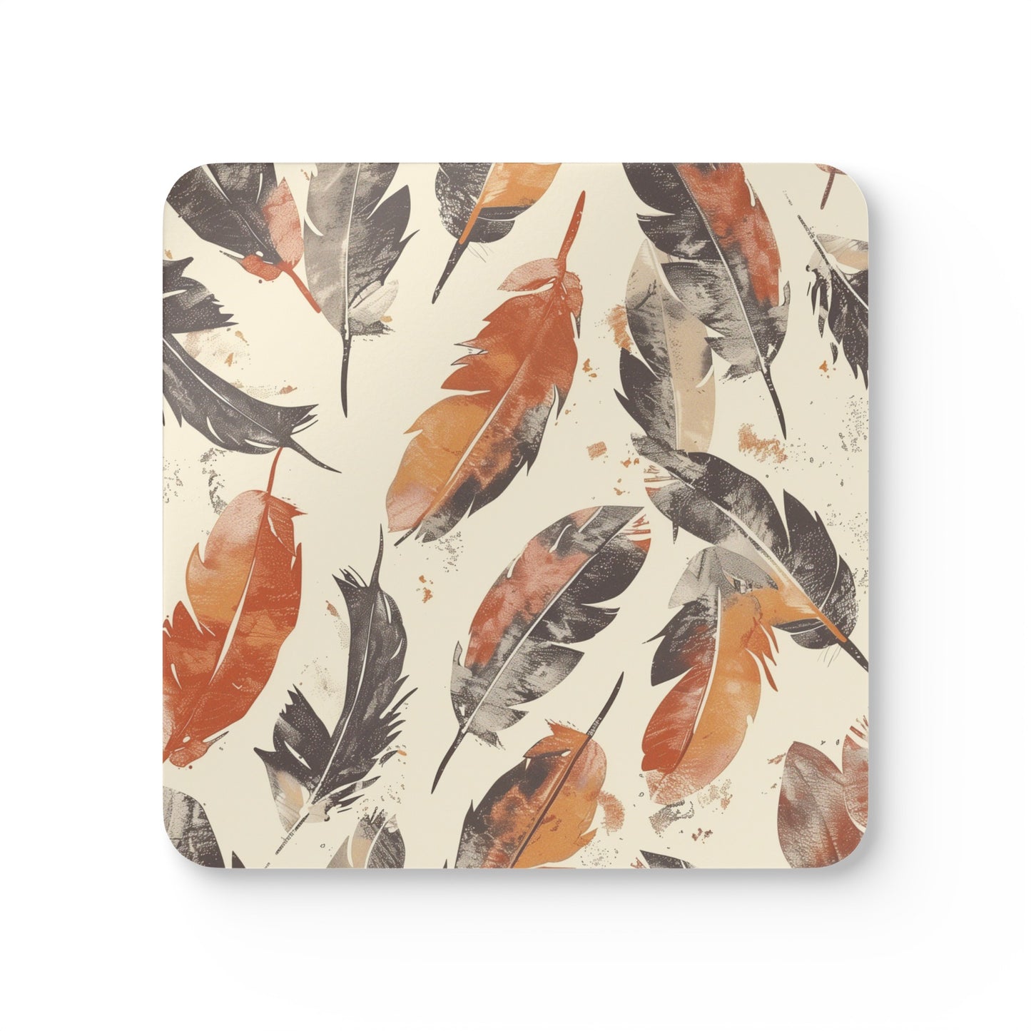 Boho Feathers Cork Coaster Set | Home Decor | Accessories, Coasters, Desk, Kitchen, Kitchen Accessories, Sublimation, Summer Picks | Prints with Passion