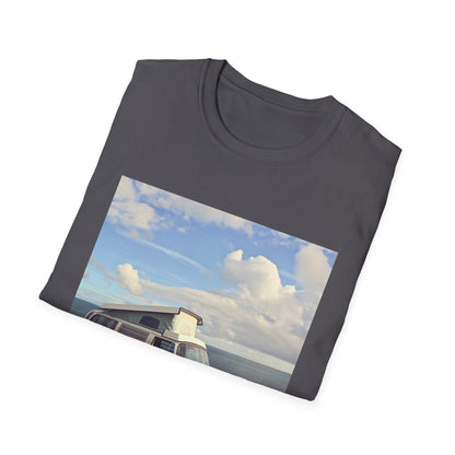 Cruisin' the Coast: Retro Camper Van at the Seaside T-Shirt