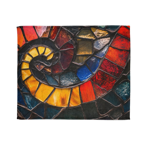 Shattered Stained Glass Forming Serpent Plush Fleece Throw Blanket