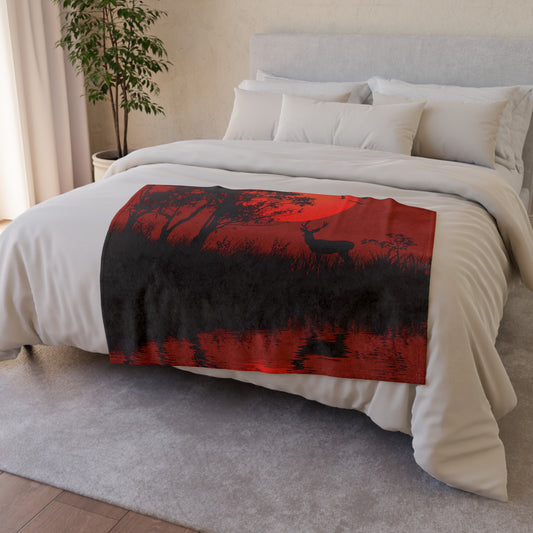 Deer Feeder Blanket Alt Texts: Majestic deer in the wild